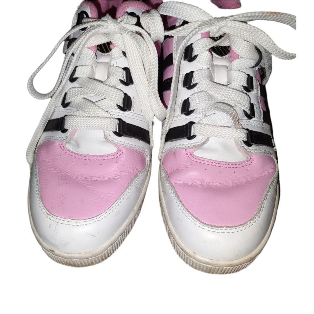 K-Swiss White With Pink and Black Stripes Sneakers Size Women's 8